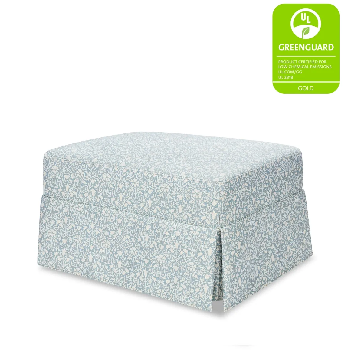 Morris & Co. x Namesake Crawford Gliding Ottoman - Bellflowers in Powdered Blue