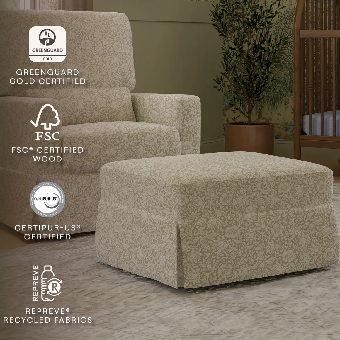 Morris & Co. x Namesake Crawford Gliding Ottoman - Mallow in Ash