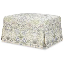 Morris & Co. x Namesake Crawford Gliding Ottoman - Strawberry Thief in Fig & Thyme