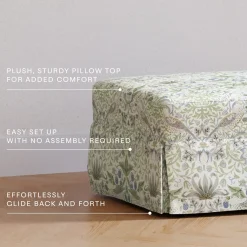 Morris & Co. x Namesake Crawford Gliding Ottoman - Strawberry Thief in Fig & Thyme