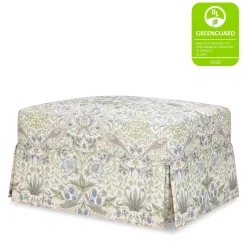 Morris & Co. x Namesake Crawford Gliding Ottoman - Strawberry Thief in Fig & Thyme