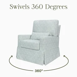 Morris & Co. x Namesake Crawford Pillowback Comfort Swivel Glider - Bellflowers in Powdered Blue