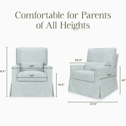 Morris & Co. x Namesake Crawford Pillowback Comfort Swivel Glider - Bellflowers in Powdered Blue