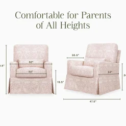 Morris & Co. x Namesake Crawford Pillowback Comfort Swivel Glider - Pure Brer Rabbit in Rose