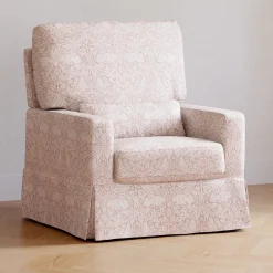 Morris & Co. x Namesake Crawford Pillowback Comfort Swivel Glider - Pure Brer Rabbit in Rose