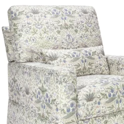 Morris & Co. x Namesake Crawford Pillowback Comfort Swivel Glider - Strawberry Thief in Fig & Thyme