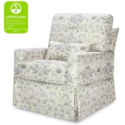 Morris & Co. x Namesake Crawford Pillowback Comfort Swivel Glider - Strawberry Thief in Fig & Thyme
