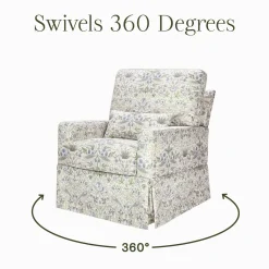 Morris & Co. x Namesake Crawford Pillowback Comfort Swivel Glider - Strawberry Thief in Fig & Thyme
