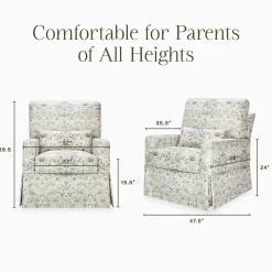 Morris & Co. x Namesake Crawford Pillowback Comfort Swivel Glider - Strawberry Thief in Fig & Thyme