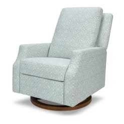 Morris & Co. x Namesake Crewe Swivel Glider Recliner - Bellflowers in Powdered Blue