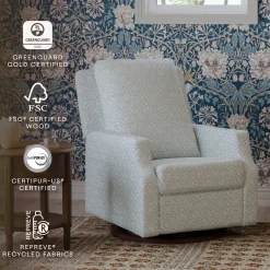 Morris & Co. x Namesake Crewe Swivel Glider Recliner - Bellflowers in Powdered Blue