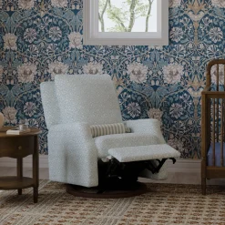Morris & Co. x Namesake Crewe Swivel Glider Recliner - Bellflowers in Powdered Blue