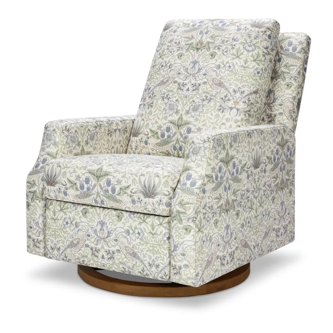 Morris & Co. x Namesake Crewe Swivel Glider Recliner - Strawberry Thief in Fig & Thyme