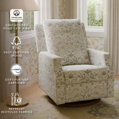 Morris & Co. x Namesake Crewe Swivel Glider Recliner - Strawberry Thief in Fig & Thyme