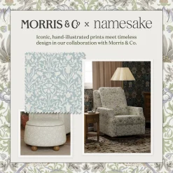 Morris & Co. x Namesake Crewe Swivel Glider Recliner - Strawberry Thief in Fig & Thyme