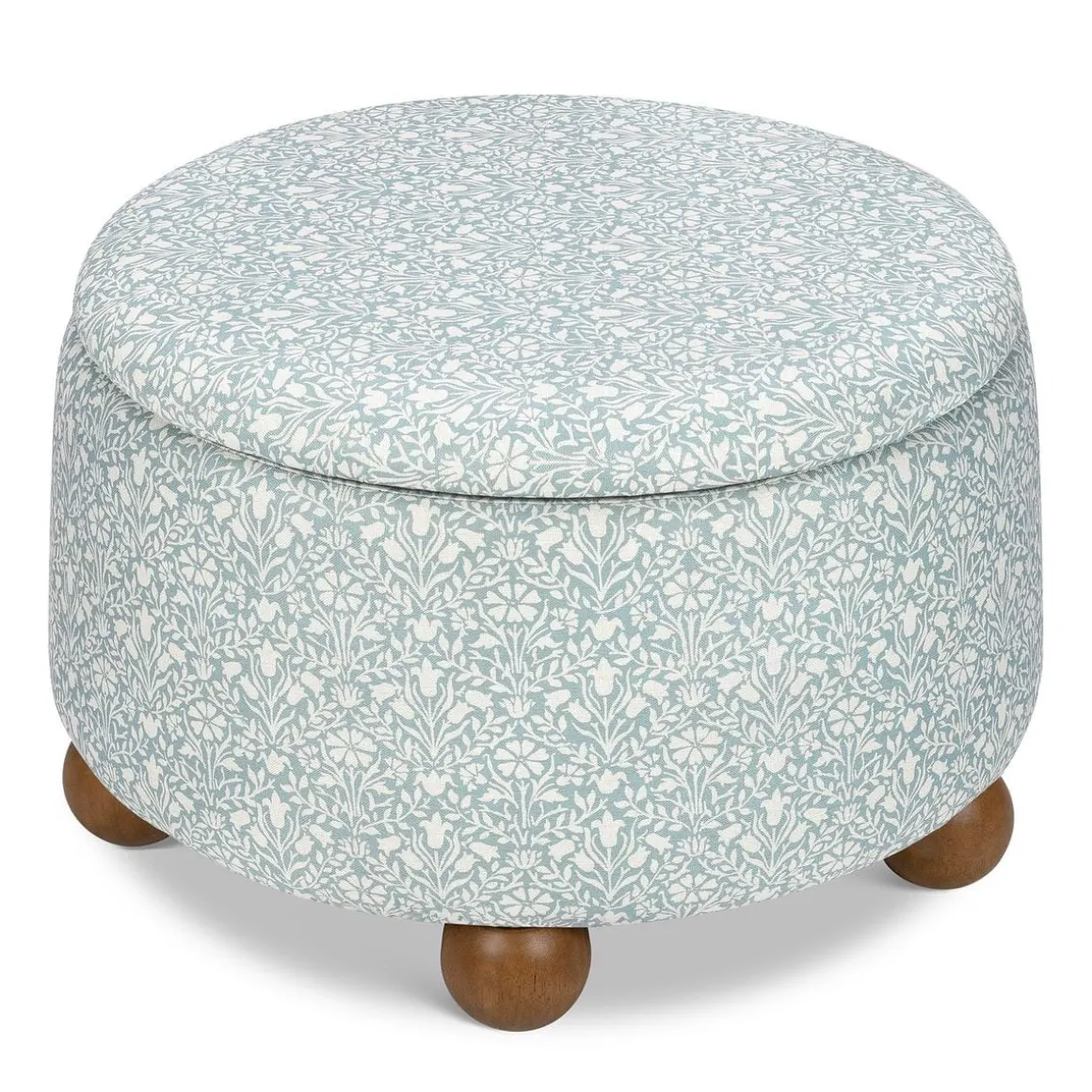 Morris & Co. x Namesake Tuffet Storage Ottoman - Bellflowers in Powdered Blue