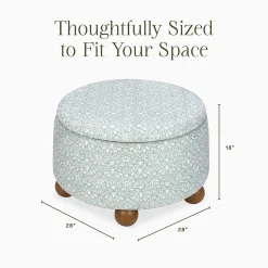 Morris & Co. x Namesake Tuffet Storage Ottoman - Bellflowers in Powdered Blue