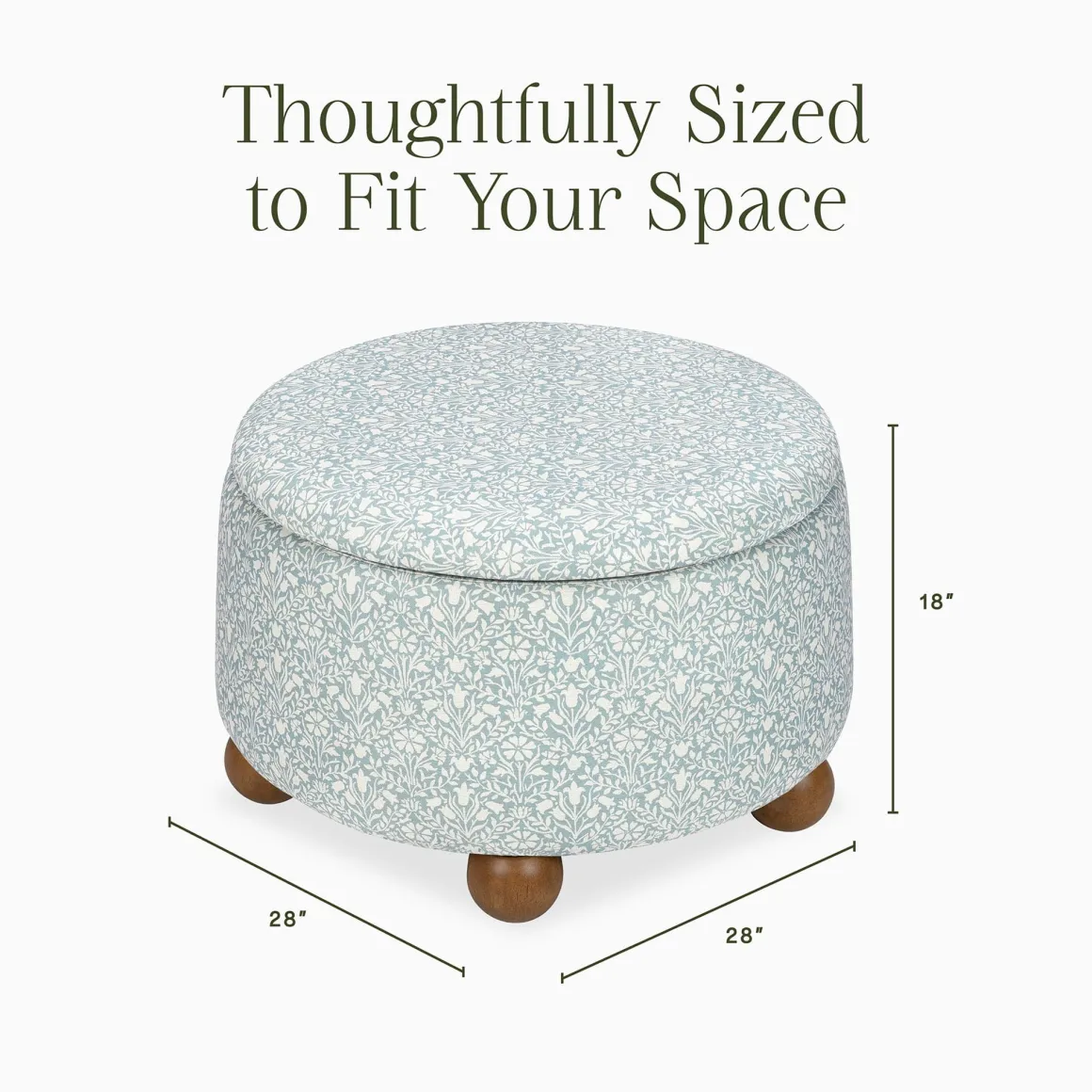 Morris & Co. x Namesake Tuffet Storage Ottoman - Bellflowers in Powdered Blue