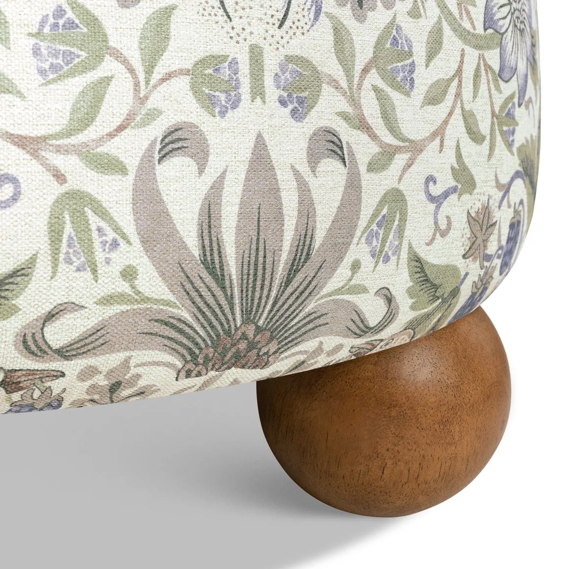 Morris & Co. x Namesake Tuffet Storage Ottoman - Strawberry Thief in Fig & Thyme