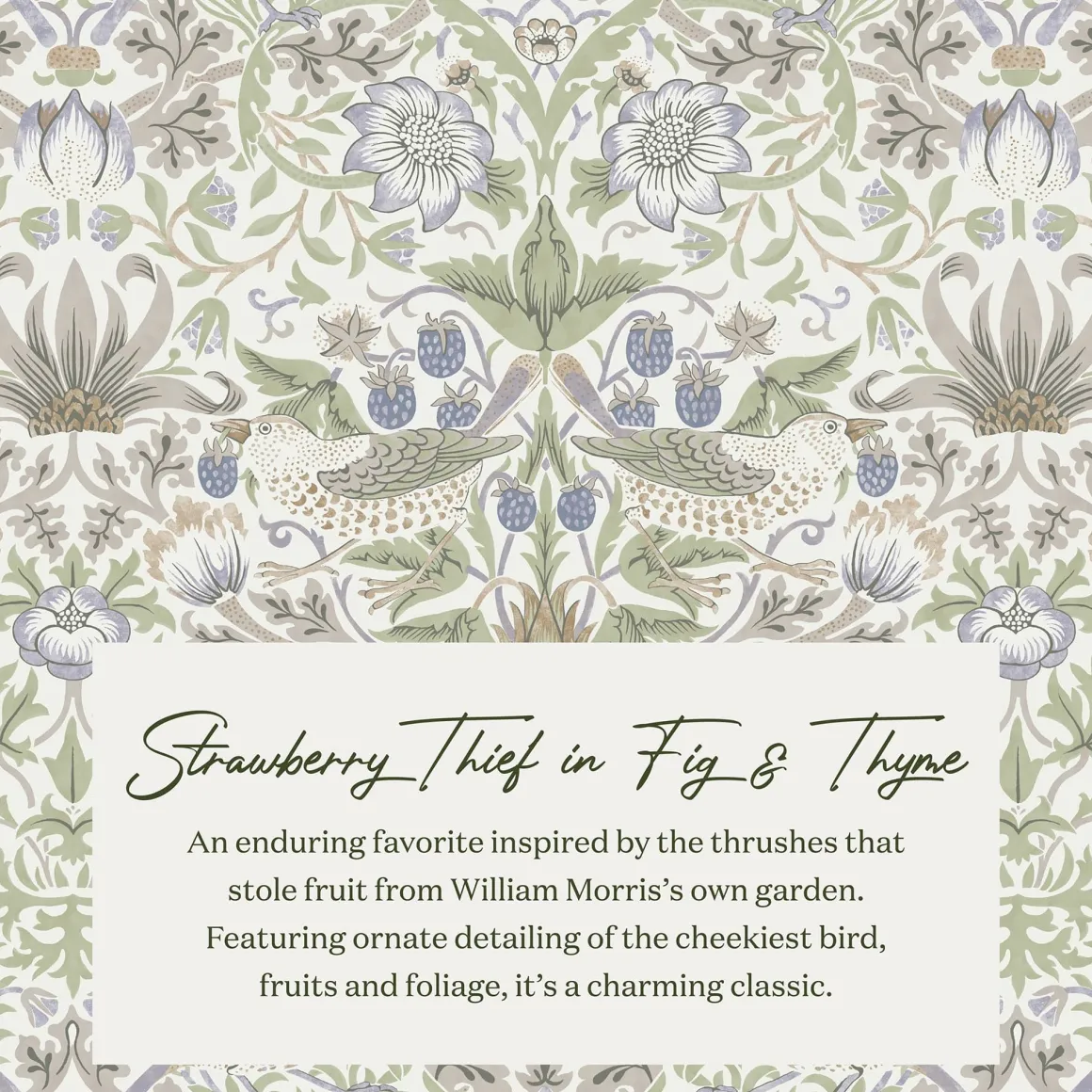 Morris & Co. x Namesake Tuffet Storage Ottoman - Strawberry Thief in Fig & Thyme