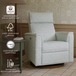 Morris & Co. x Namesake Willa Plus Power Glider Recliner w/ Power Headrest - Bellflowers in Powdered Blue
