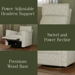 Morris & Co. x Namesake Willa Plus Power Glider Recliner w/ Power Headrest - Mallow in Ash