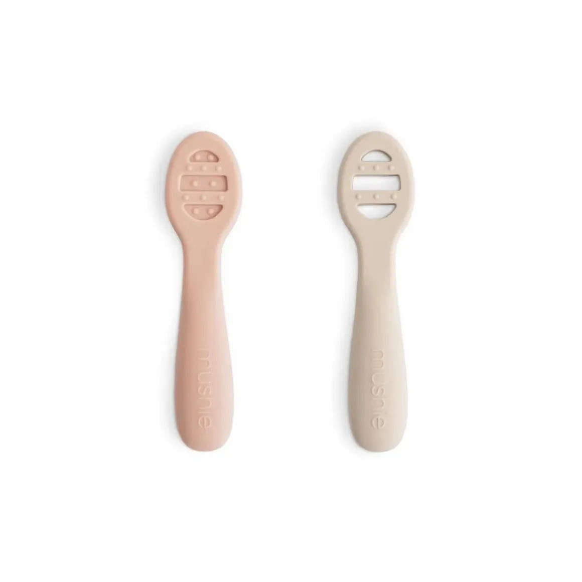 Mushie First Feeding Baby Spoons 2-Pack - Blush / Shifting Sand