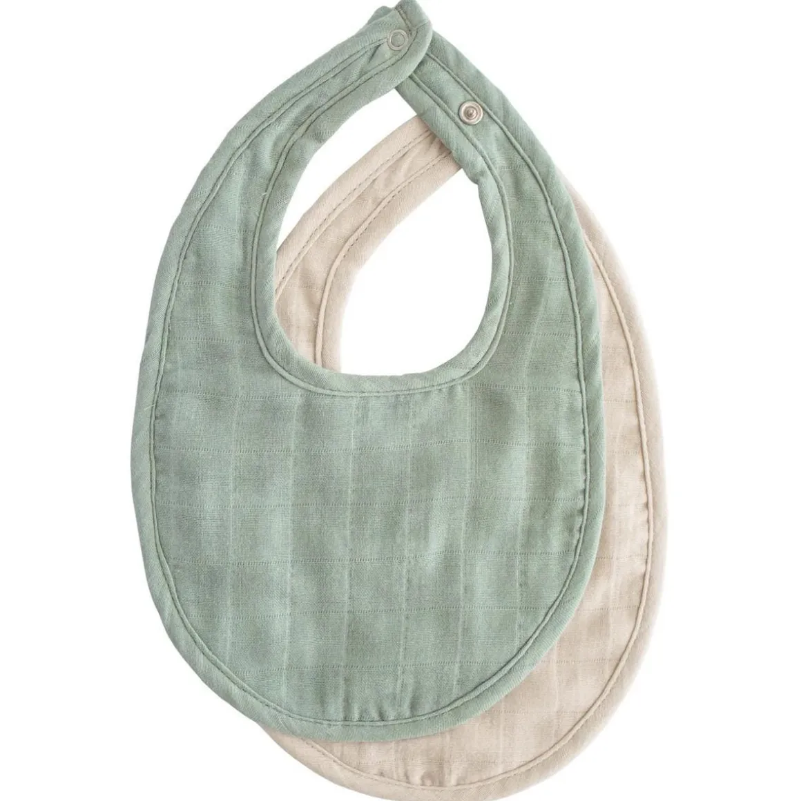 Mushie Muslin Bib 2-Pack - Roman Green / Fog