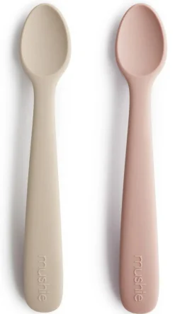 Mushie Silicone Feeding Spoon - Blush / Shifting Sand