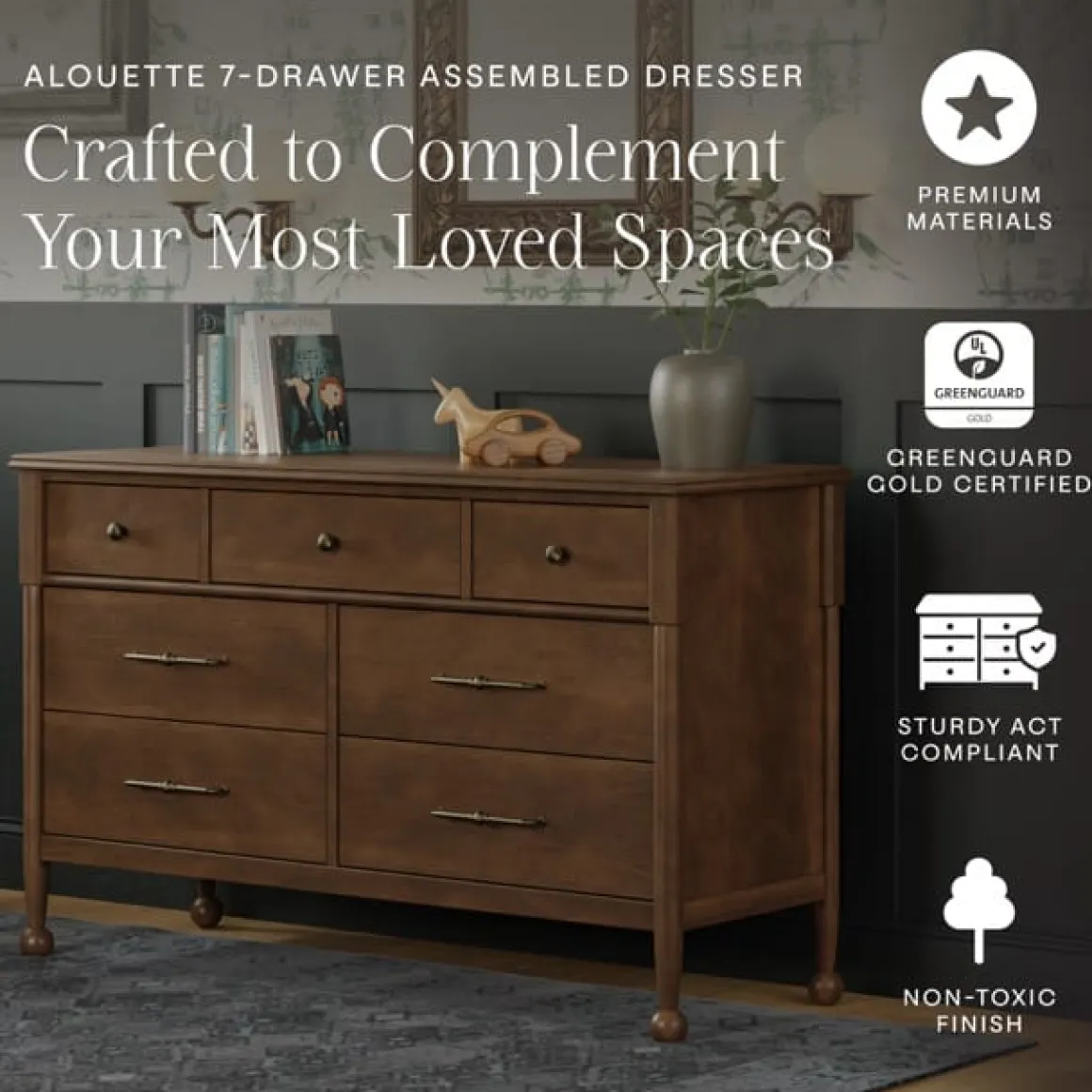 Namesake Alouette 7-Drawer Assembled Dresser - Natural Walnut