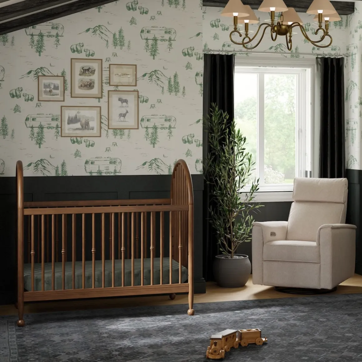 Namesake Alouette 3-in-1 Convertible Spindle Crib - Natural Walnut