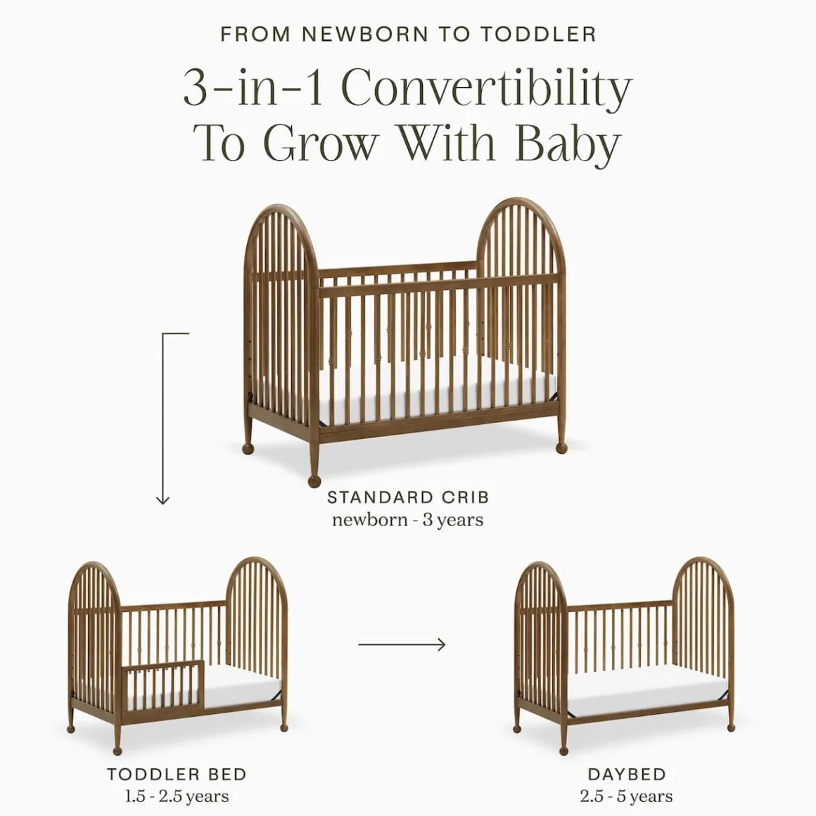 Namesake Alouette 3-in-1 Convertible Spindle Crib - Natural Walnut