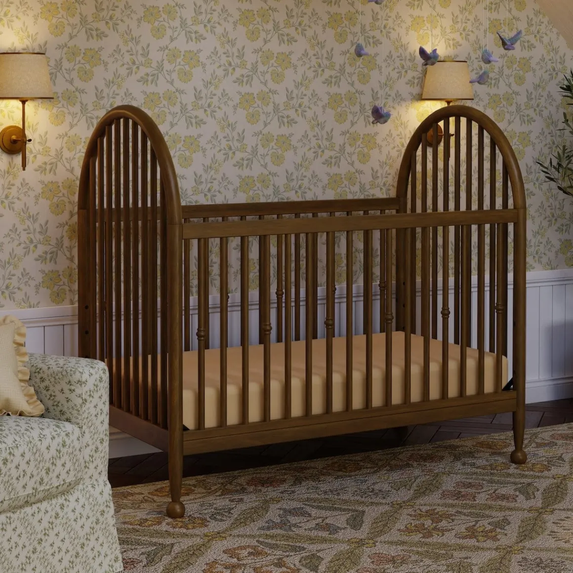 Namesake Alouette 3-in-1 Convertible Spindle Crib - Natural Walnut