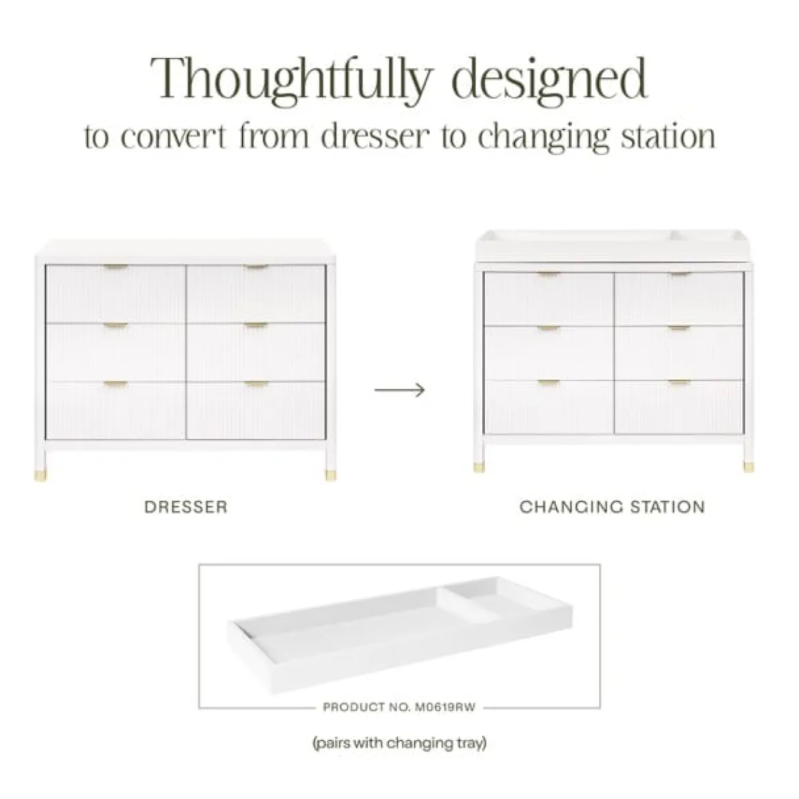 Namesake Brimsley Tambour 6-Drawer Assembled Dresser - Warm White