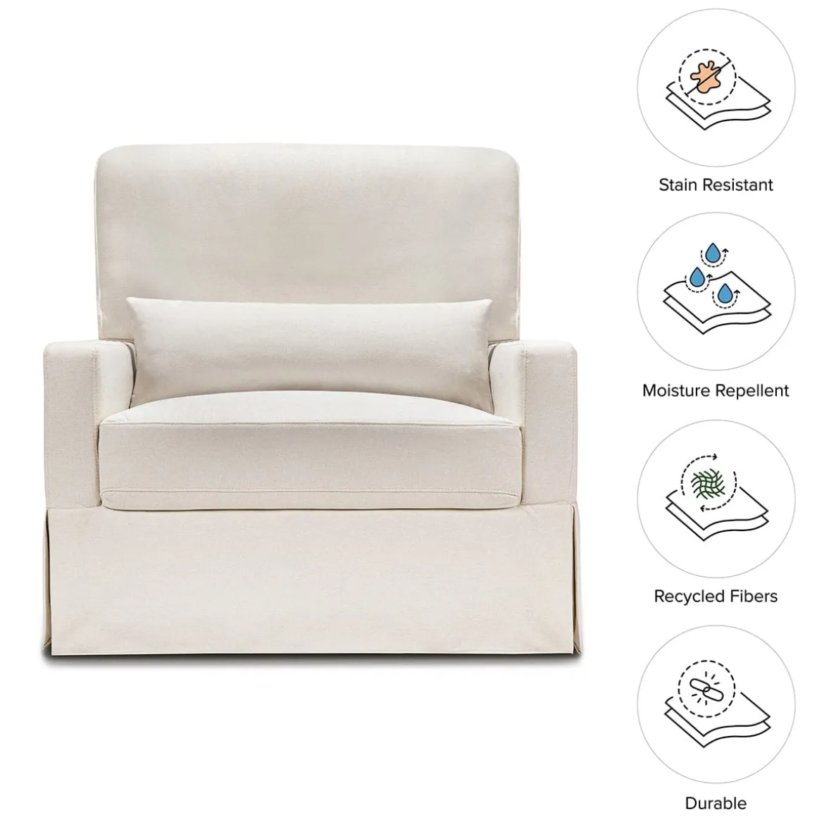 Namesake Crawford Pillowback Chair and a Half, Comfort Swivel Glider - Performance Cream Eco-Weave