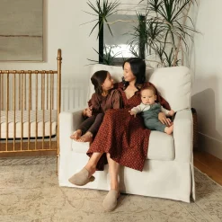 Namesake Crawford Pillowback Chair and a Half, Comfort Swivel Glider - Performance Cream Eco-Weave