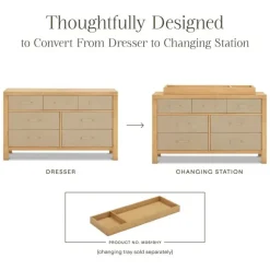 Namesake Eloise 7-Drawer Assembled Dresser - Honey and Performance Sand Eco-Weave