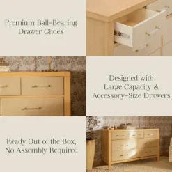 Namesake Eloise 7-Drawer Assembled Dresser - Honey and Performance Sand Eco-Weave