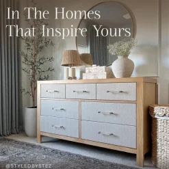 Namesake Eloise 7-Drawer Assembled Dresser - Honey and Performance Sand Eco-Weave
