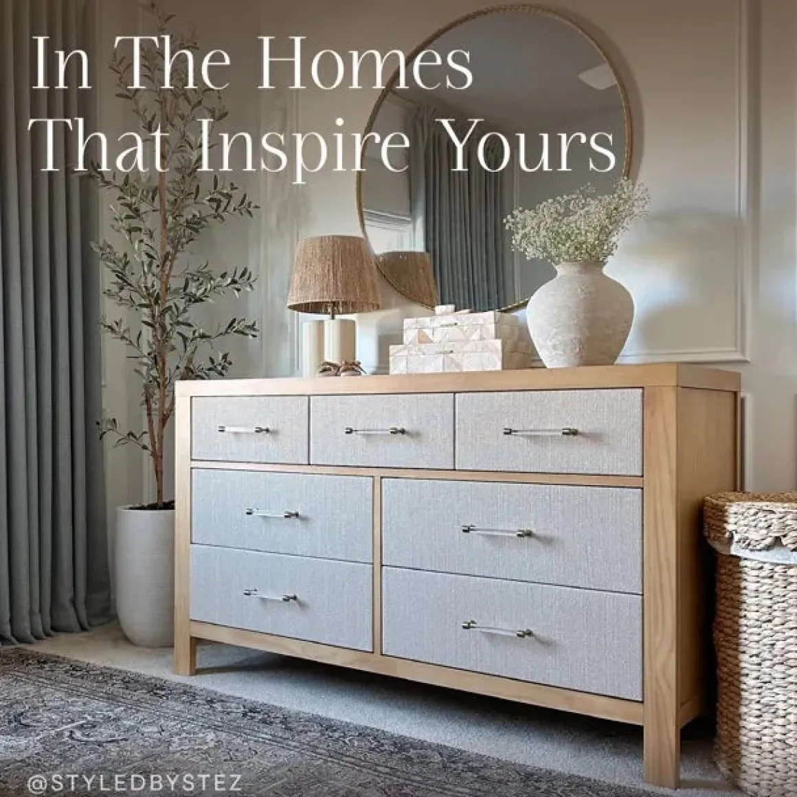 Namesake Eloise 7-Drawer Assembled Dresser - Honey and Performance Sand Eco-Weave
