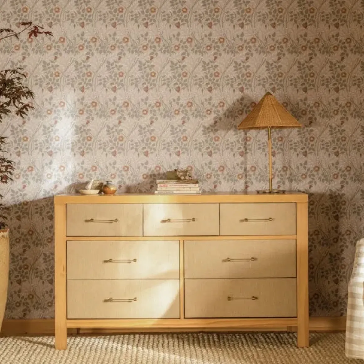 Namesake Eloise 7-Drawer Assembled Dresser - Honey and Performance Sand Eco-Weave