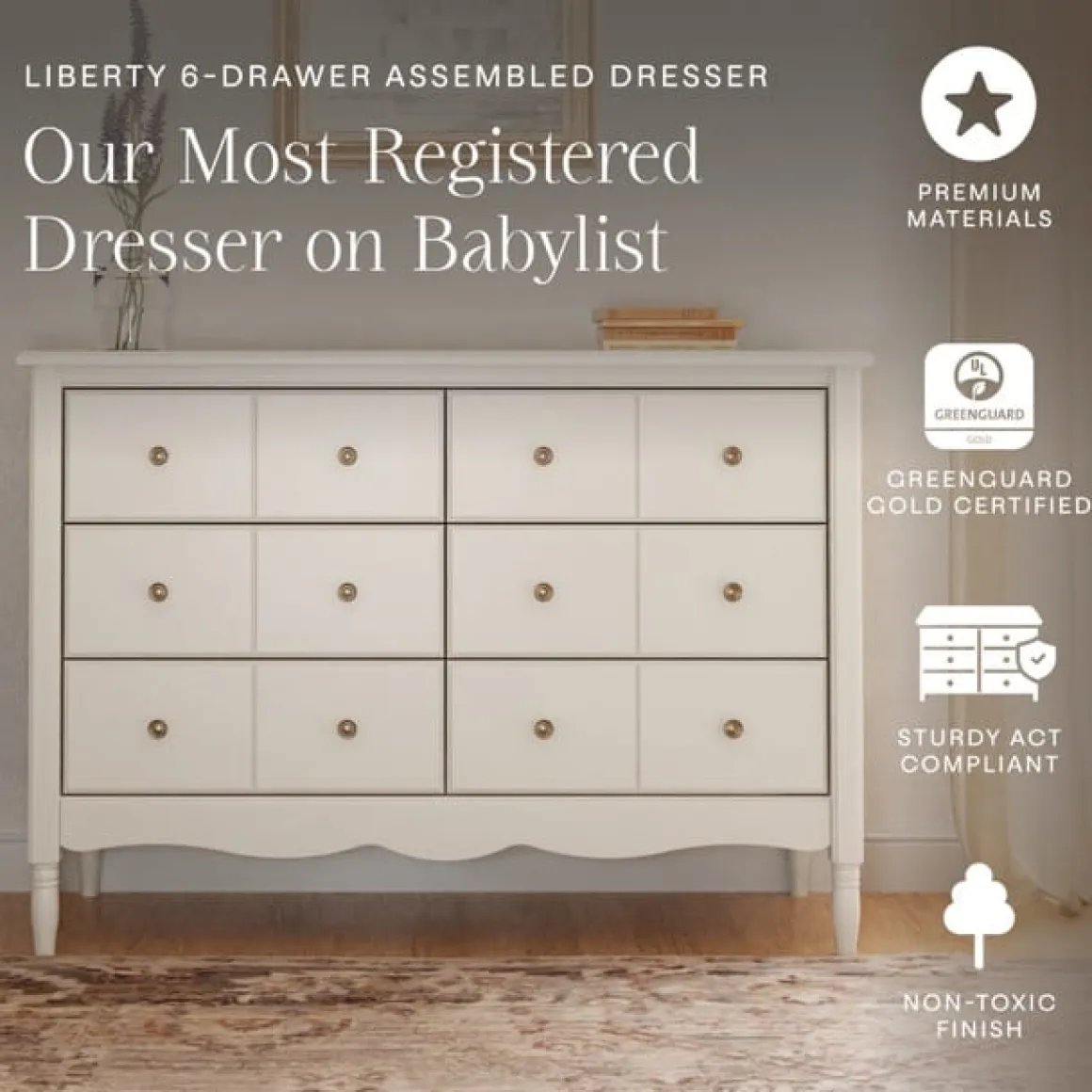 Namesake Liberty 6-Drawer Assembled Dresser - Warm White
