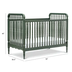 Namesake Liberty 3-in-1 Convertible Spindle Crib w/Toddler Bed Conversion Kit - Forest Green