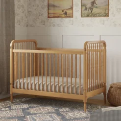 Namesake Liberty 3-in-1 Convertible Spindle Crib w/Toddler Bed Conversion Kit - Honey