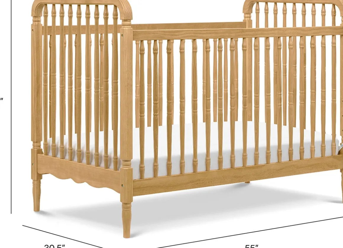 Namesake Liberty 3-in-1 Convertible Spindle Crib w/Toddler Bed Conversion Kit - Honey