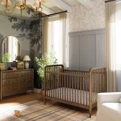 Namesake Liberty 3-in-1 Convertible Spindle Crib w/Toddler Bed Conversion Kit - Natural Walnut