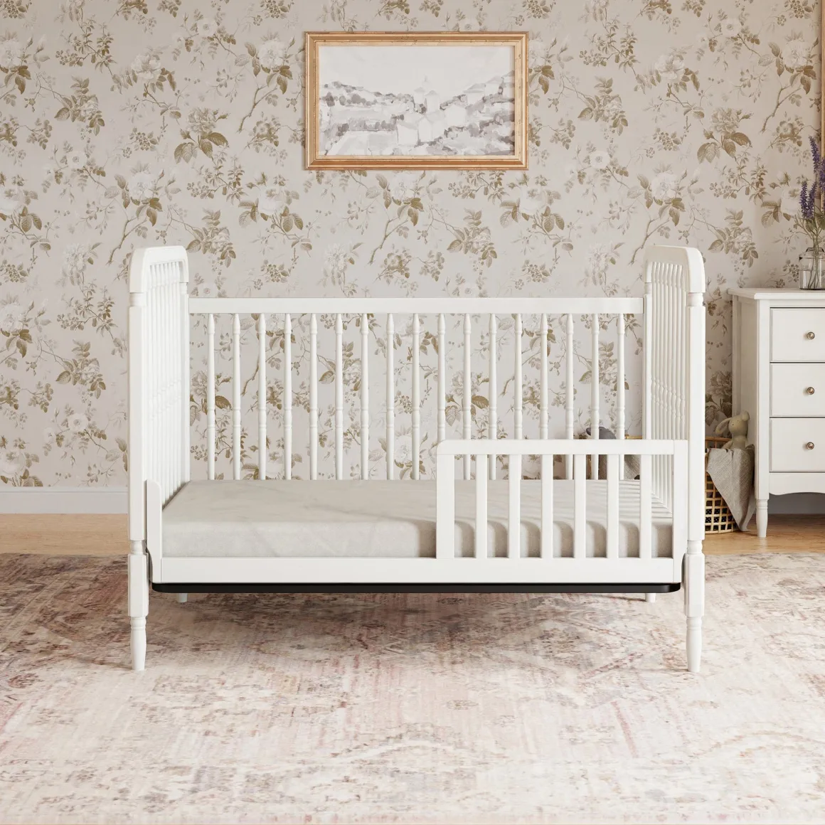 Namesake Liberty 3-in-1 Convertible Spindle Crib w/Toddler Bed Conversion Kit - Warm White