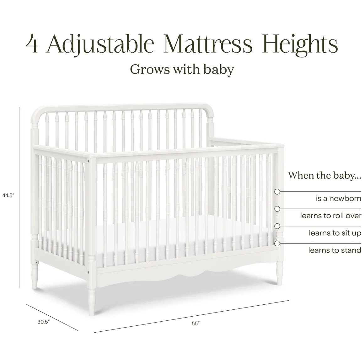 Namesake Liberty 4-in-1 Convertible Spindle Crib - Warm White