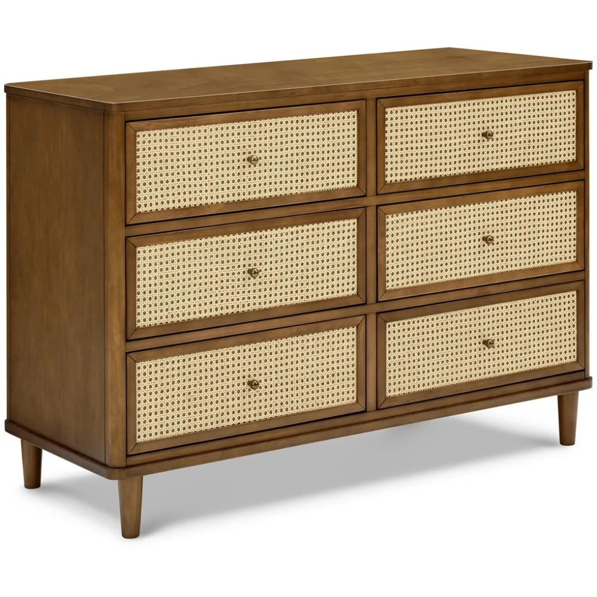 Namesake Marin with Cane 6 Drawer Assembled Dresser - Natural Walnut / Blonde Cane