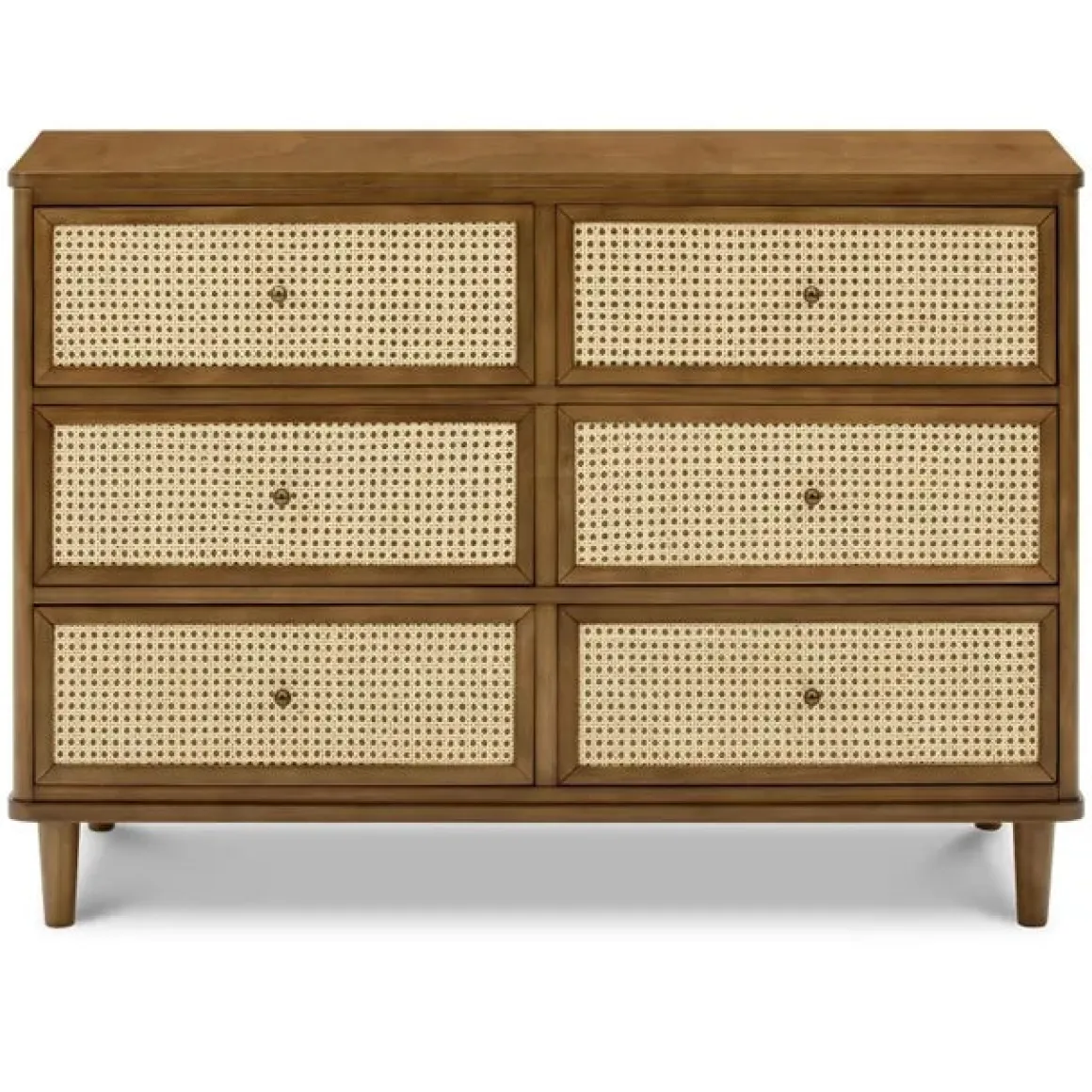 Namesake Marin with Cane 6 Drawer Assembled Dresser - Natural Walnut / Blonde Cane